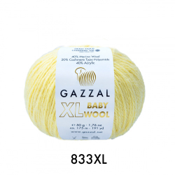 Пряжа Baby Wool XL 50 г, 100м, 40%акрил, 40%шерсть мериноса, 20%кашемир, 40%акрил (цена за 1 шт)