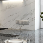 Выключатель одноклавишный проходной с подсветкой (серебряный матовый)