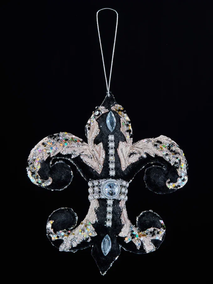 Винтажное украшение Цветок Аканта 15х18 см., черный с платиной, Christmas DeLuxe (89005)