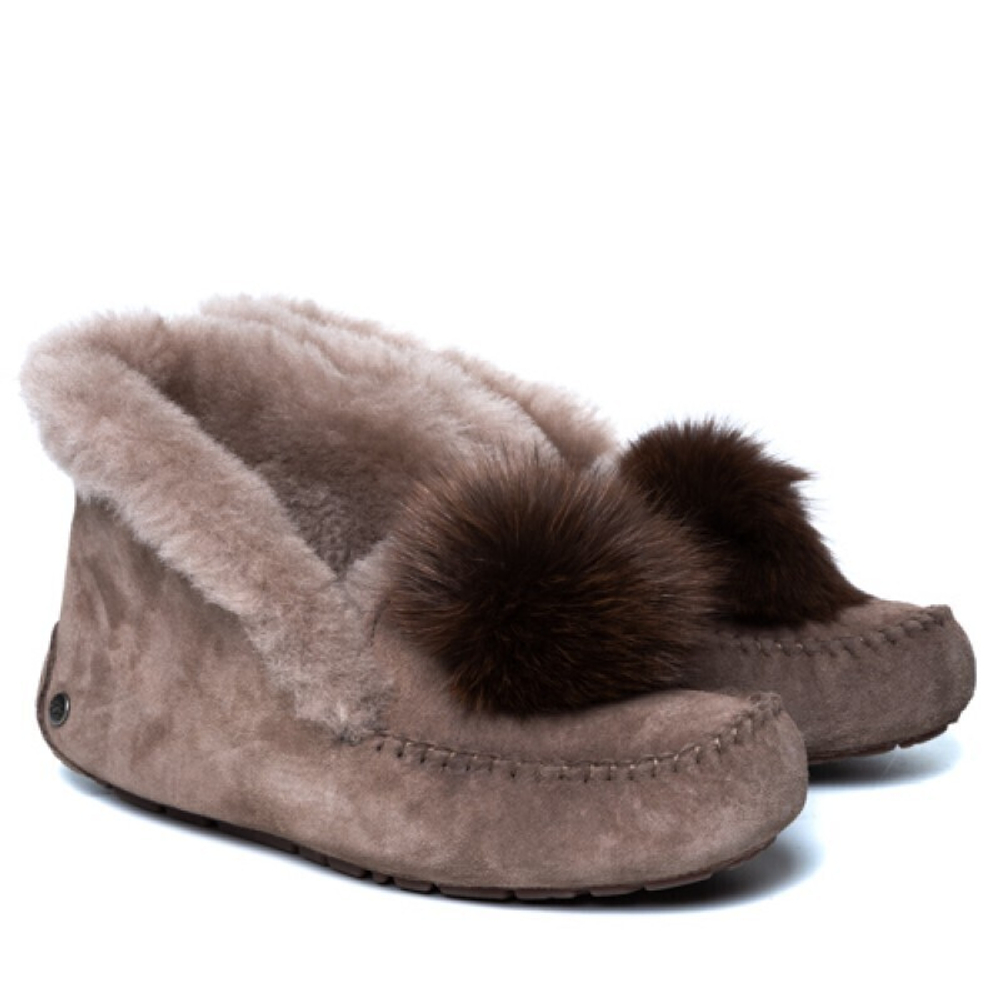 Мокасины Alena Pom Pom Chocolate