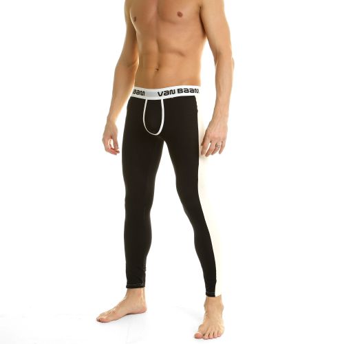 Мужские леггинсы черные с белой вставкой Van Baam 39292