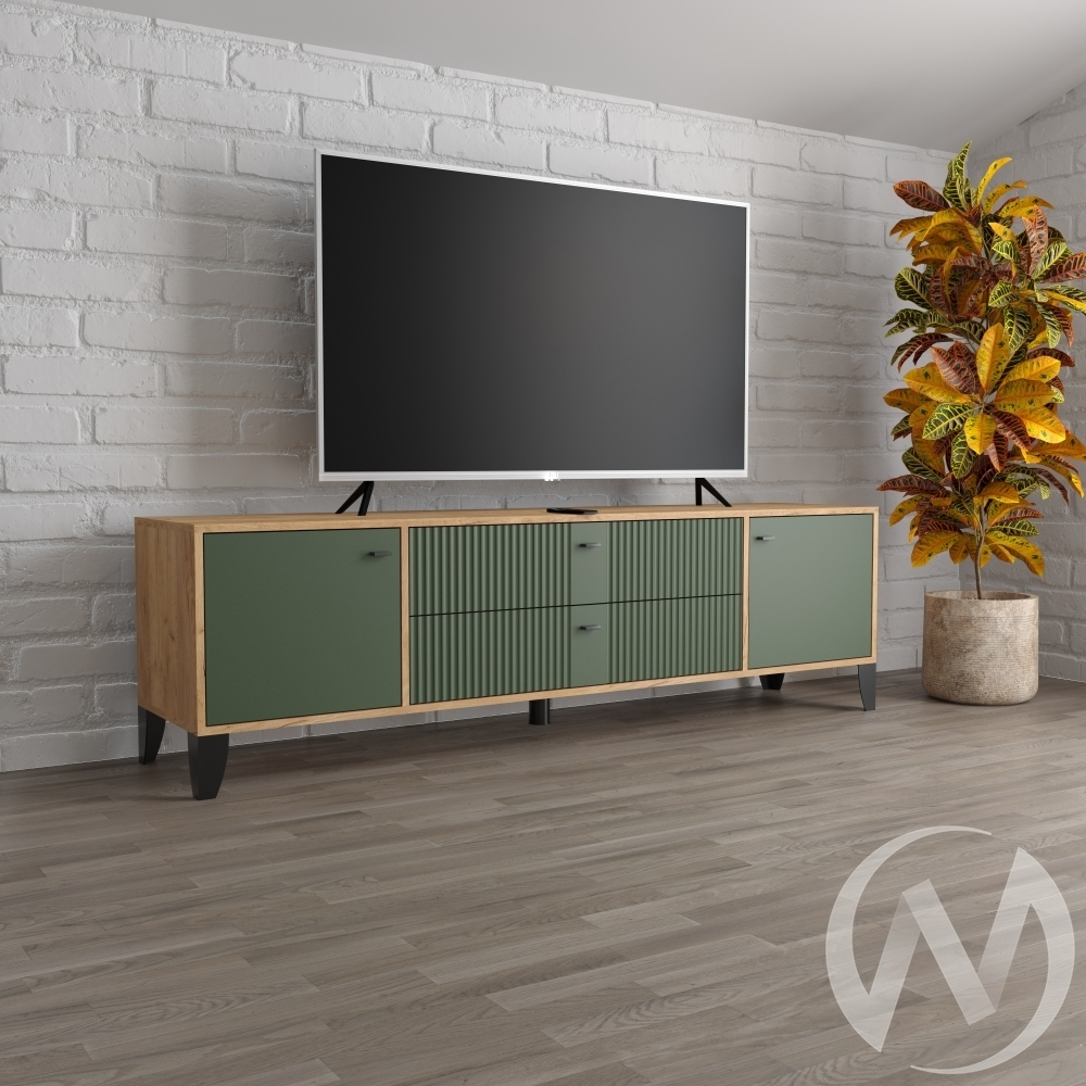 Тумба ТВ Парус-10 (дуб крафт золотой/карбон дарк грин)