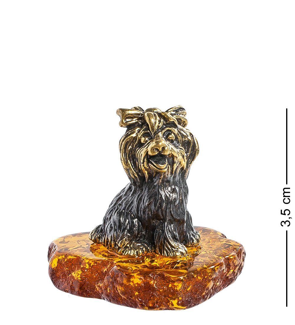 Народные промыслы AM-1307 Фигурка «Йоркширский терьер» (латунь, янтарь)