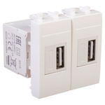 USB зарядное устройство модульное, "Avanti", "Белое облако", 2 модуля