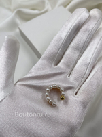 Кафф двойной с жемчугом золотистый