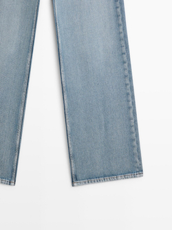 Massimo Dutti Джинсы с высокой талией и широкими штанинами, светло-голубой