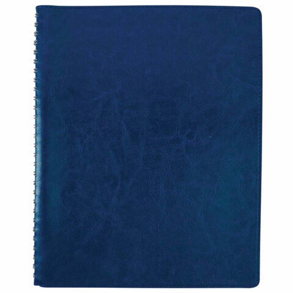 Тетрадь БОЛЬШОЙ ФОРМАТ (200x252 мм) В5, BRAUBERG "Office PRO", под кожу, гребень, клетка, 80 л., синий, 111048