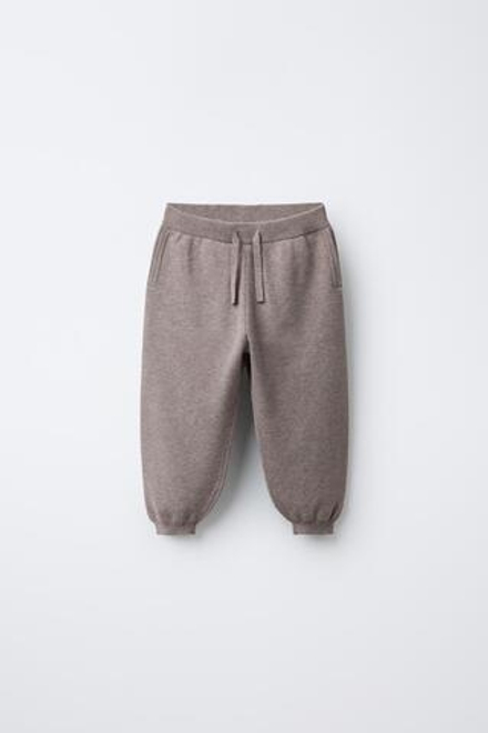 ZARA ТРИКОТАЖНЫЕ БРЮКИ-ДЖОГГЕРЫ, ЭКРЮ/БЕЖЕВЫЙ