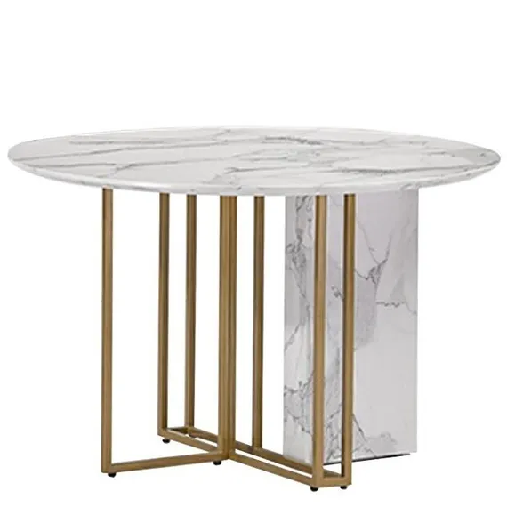 Стол Marble Cross Round, Ø150 см, белый керамогранит