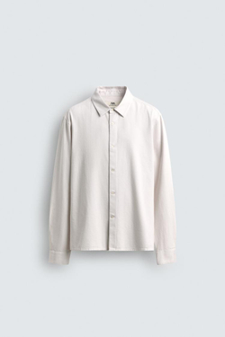 ZARA ЛЕГКАЯ ДЖИНСОВАЯ РУБАШКА LIMITED EDITION, ЖЕЛТОВАТО-БЕЛЫЙ