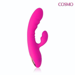 Розовый силиконовый вибромассажер с отростком и 20 режимами вибрации (Цвет: розовый)