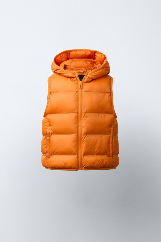 ZARA УЛЬТРАЛЕГКИЙ ЖИЛЕТ WATER REPELLENT, ТЕМНО-ОРАНЖЕВЫЙ