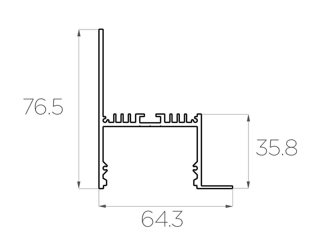 Профиль накладной алюминиевый AL-NKU-7664-2 Anod