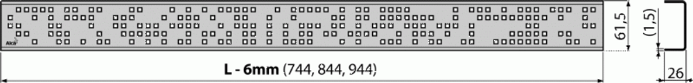 Решетка для лотков AlcaPlast CODE-750L нержавеющая сталь-глянец