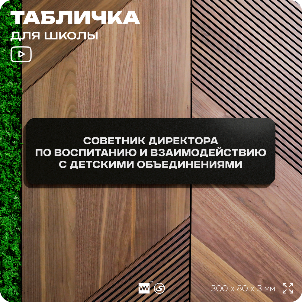 Табличка для школы Советник директора по воспитанию, школьные таблички на дверь кабинета, 30х8 см, Айдентика Технолоджи