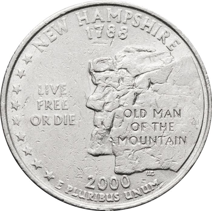 25 центов (1/4 доллара, квотер) 2000 США «Штат Нью-Гэмпшир» (P)