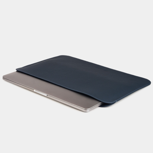 Чехол для MacBook 13-14-15' и документов из кожи теленка, синего цвета