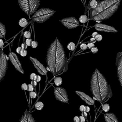 Черно белый вишневый принт