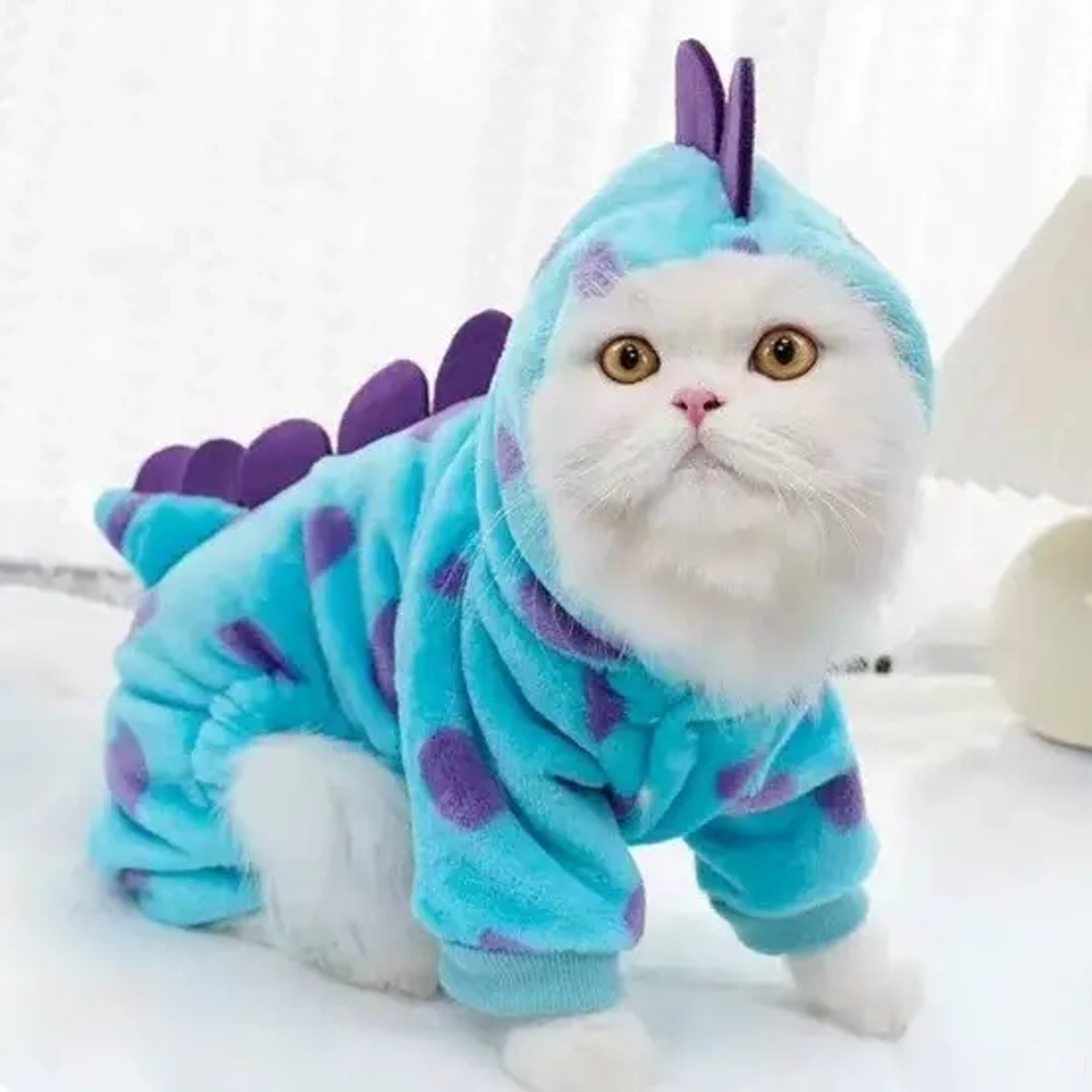 Комбинезон зимний для мелких и средних пород собак «DOG DINO», цвет голубой, размер L