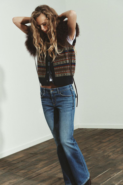 ZARA ЖИЛЕТ ИЗ ЖАККАРДОВОЙ ШЕРСТИ, РАЗНОЦВЕТНЫЙ