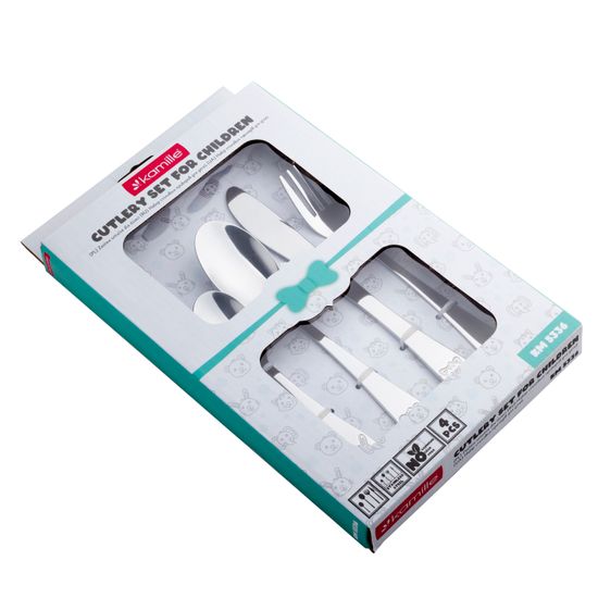 Набор детских столовых приборов 4 предмета Kamille KM 5336 из нержавеющей стали