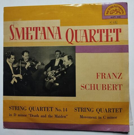 Винтажная пластинка LP Smetana Quartet, Franz Schubert String Quartet No. 14 In D Minor Death And The Maiden (Чехословакия 1962)