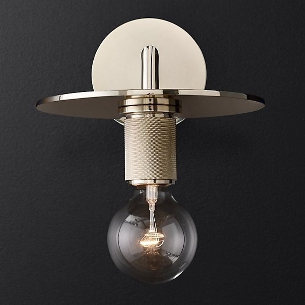 Бра Rh Utilitaire Knurled Disk Shade Sconce Silver By Imperiumloft