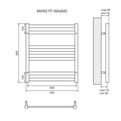Полотенцесушитель водяной Lemark Mars LM35607 П7 500x600