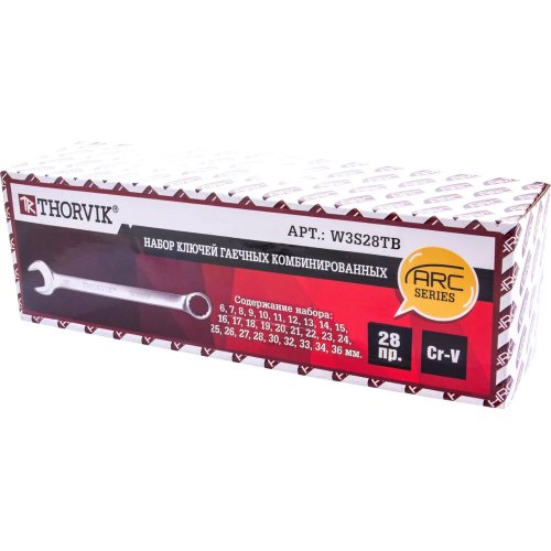 Набор ключей THORVIK гаечных комбинированных серии ARC в сумке, 6-36 мм, 28 предметов   W3S28TB