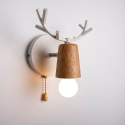 Бра с рожками DEER A SWITCH White/Light wood