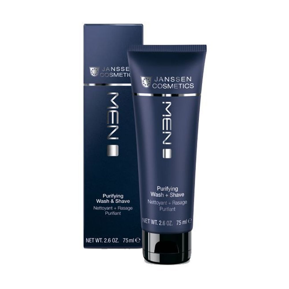 Нежный крем для умывания и бритья с D-пантенолом Purifying Wash & Shave, Man, Janssen Cosmetics, 75 мл