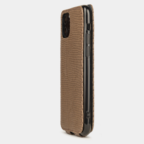 Special order: Чехол для iPhone 11 Pro Max из натуральной кожи ящерицы, цвета кофе лак