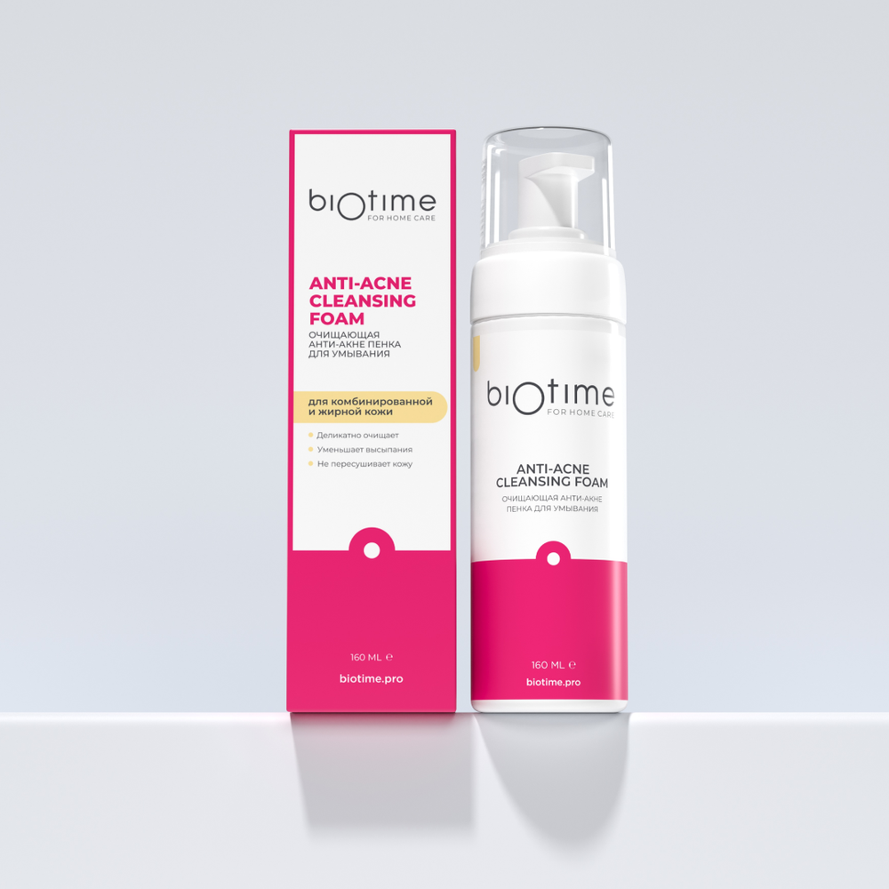 BIOTIME FOR HOME CARE ОЧИЩАЮЩАЯ АНТИ-АКНЕ ПЕНКА ДЛЯ УМЫВАНИЯ, 160мл.