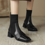 MINGRENYANSE Cow Leather Ankle Boots 4.5cm Women"s