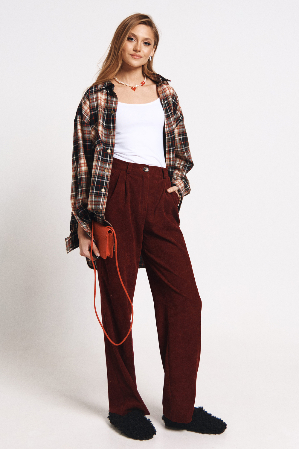 Брюки штрукс бордовый