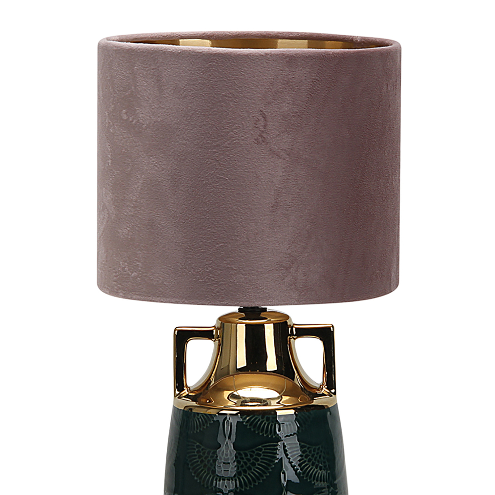 Настольный светильник 1х40Вт Е27, металл/ткань, зеленый/розовый/золото