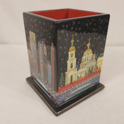 Стакан под ручки и карандаши "Москва" (Ручная роспись Палех)