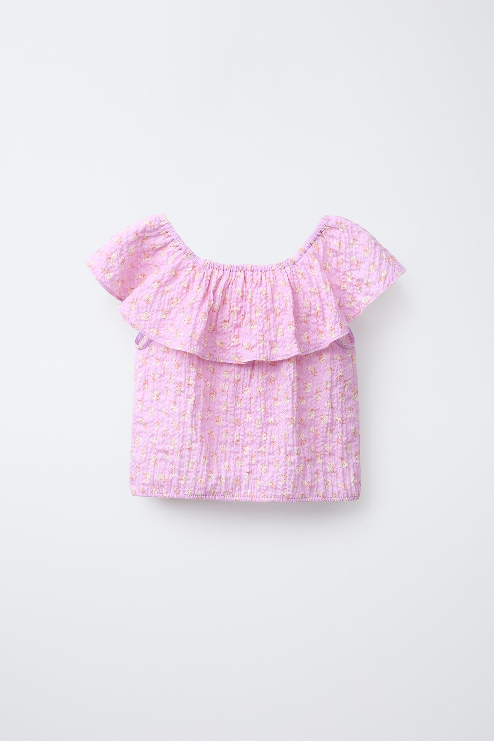 ZARA РУБАШКА С ТЕКСТУРОЙ В ЦВЕТОЧЕК, РОЗОВЫЙ