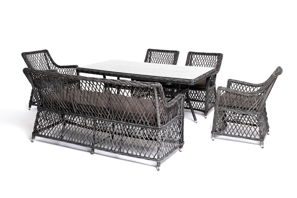 "Катания" обеденная группа плетеная на 6 персон, цвет графит