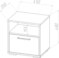 Прикроватная тумба DIWO Кострома 45x48х35 см дуб вотан, антрацит, ручка золото