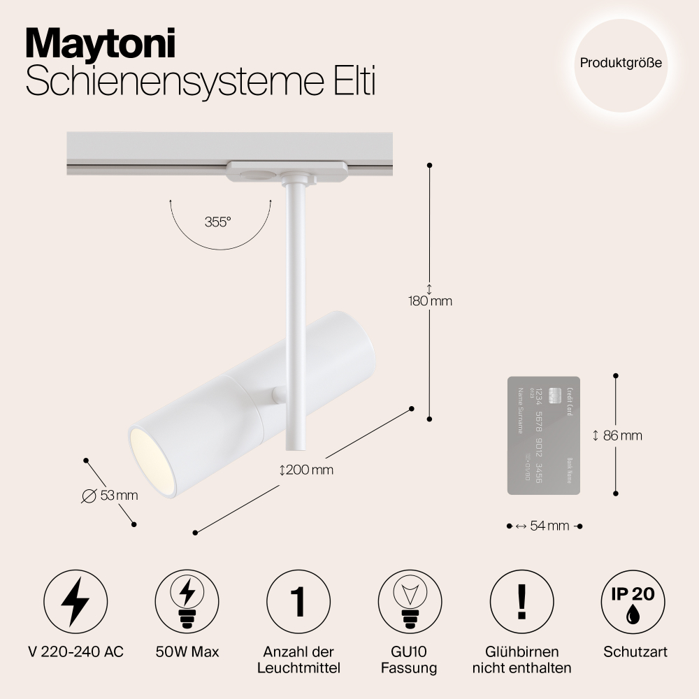 Трековый светильник Maytoni Elti TR005-1-GU10-W