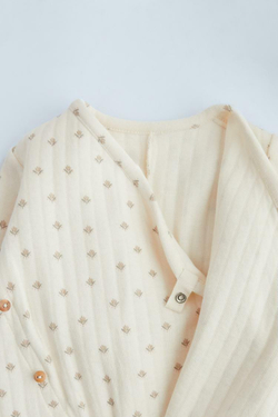 ZARA СТЕГАНЫЙ КОМБИНЕЗОН С ЦВЕТОЧНЫМ ПРИНТОМ, ЭКРЮ