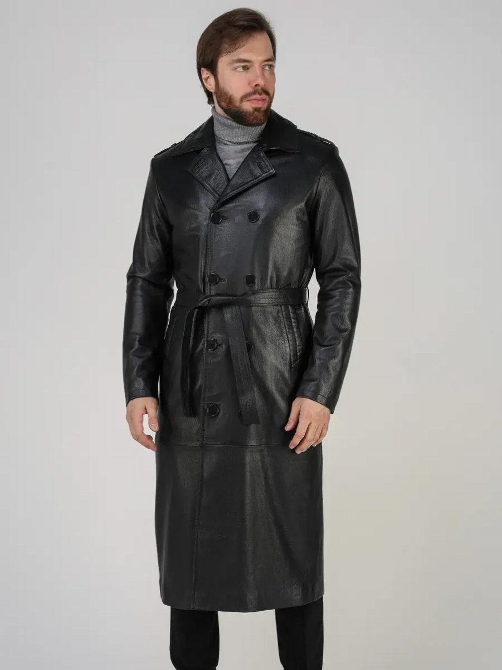 Плащ кожаный из натуральной кожи тренч