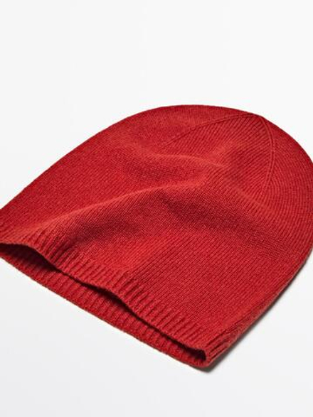 Massimo Dutti Шапка бини из тонкого трикотажа, терракотовый