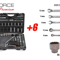 Набор инструментов 125+6пр.1/4''1/2''(6-гран.)(4-36мм,36-12гр.)+(ключи трещоточные:8х10,12х13мм, ключи резрезные:8х10,9х11,12х13мм) RockForce##Rock FORCE RF-41251-5 PREMIUM