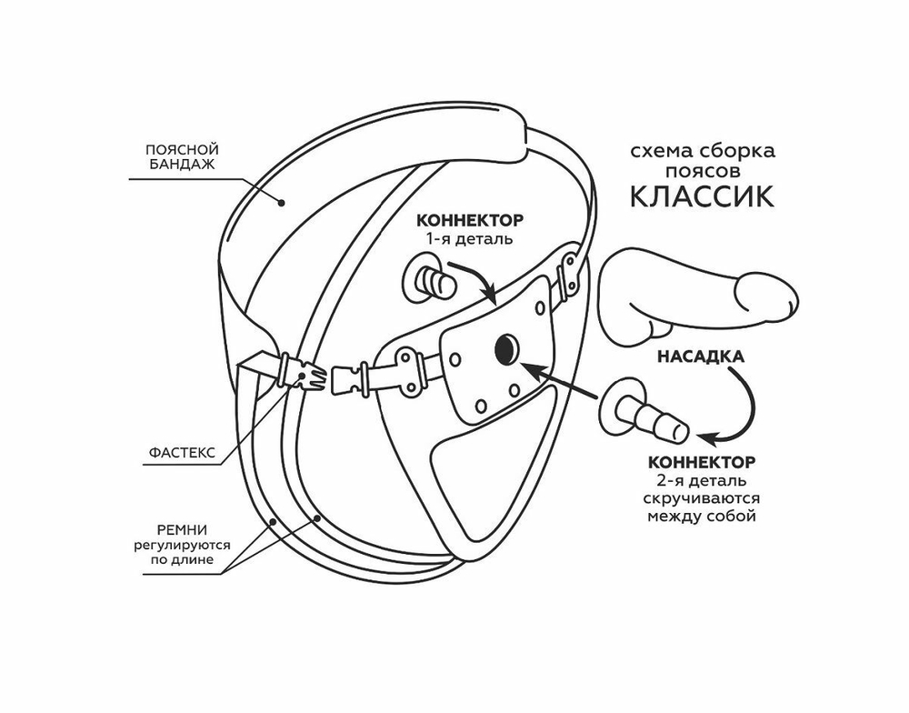 Насадка-фаллос в комплекте с трусиками Harness - 21,6 см.