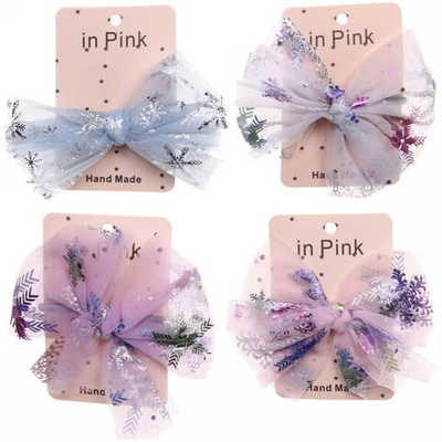 Резинка для волос 1шт «Pomp - Айви», микс 4 цвета( белый, пудровый, светло-голуб., светло-фиолет.), 12*9 см