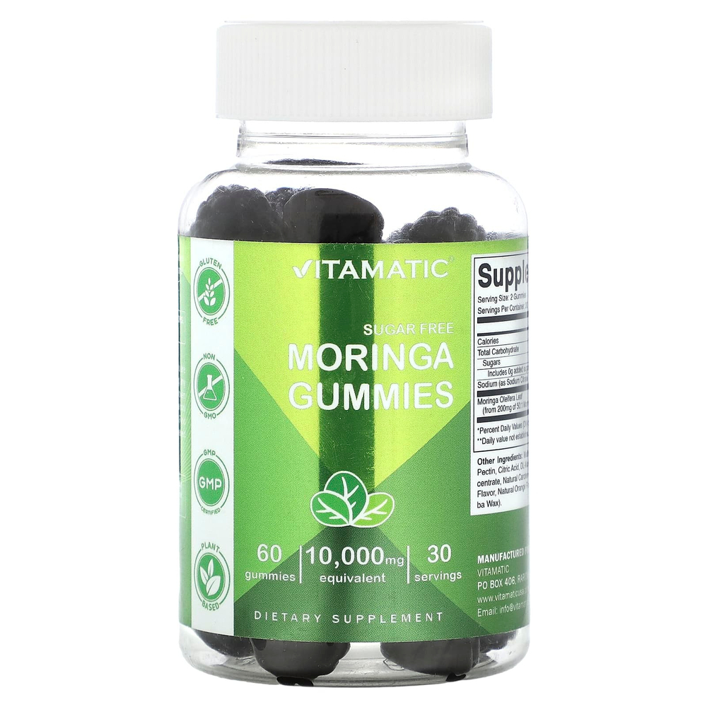 Vitamatic, жевательные таблетки с морингой без сахара, 60 жевательных таблеток (5000 мг в 1 жевательной таблетке)