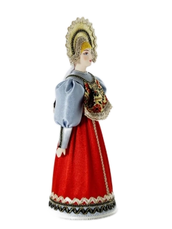 Кукла коллекционная фарфоровая в сарафане, душегрее и кокошнике,19 в. Центральная Россия