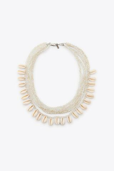 ZARA ОЖЕРЕЛЬЕ С РАКУШКАМИ И БЛЕСТКАМИ, ЭКРЮ